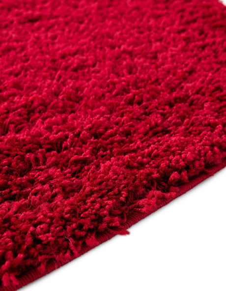 Cherry Red 5' 3 x 5' 3 Solid Shag Round Area Rug Thick Soft Touch Fluffy & Plush Shaggy Pile