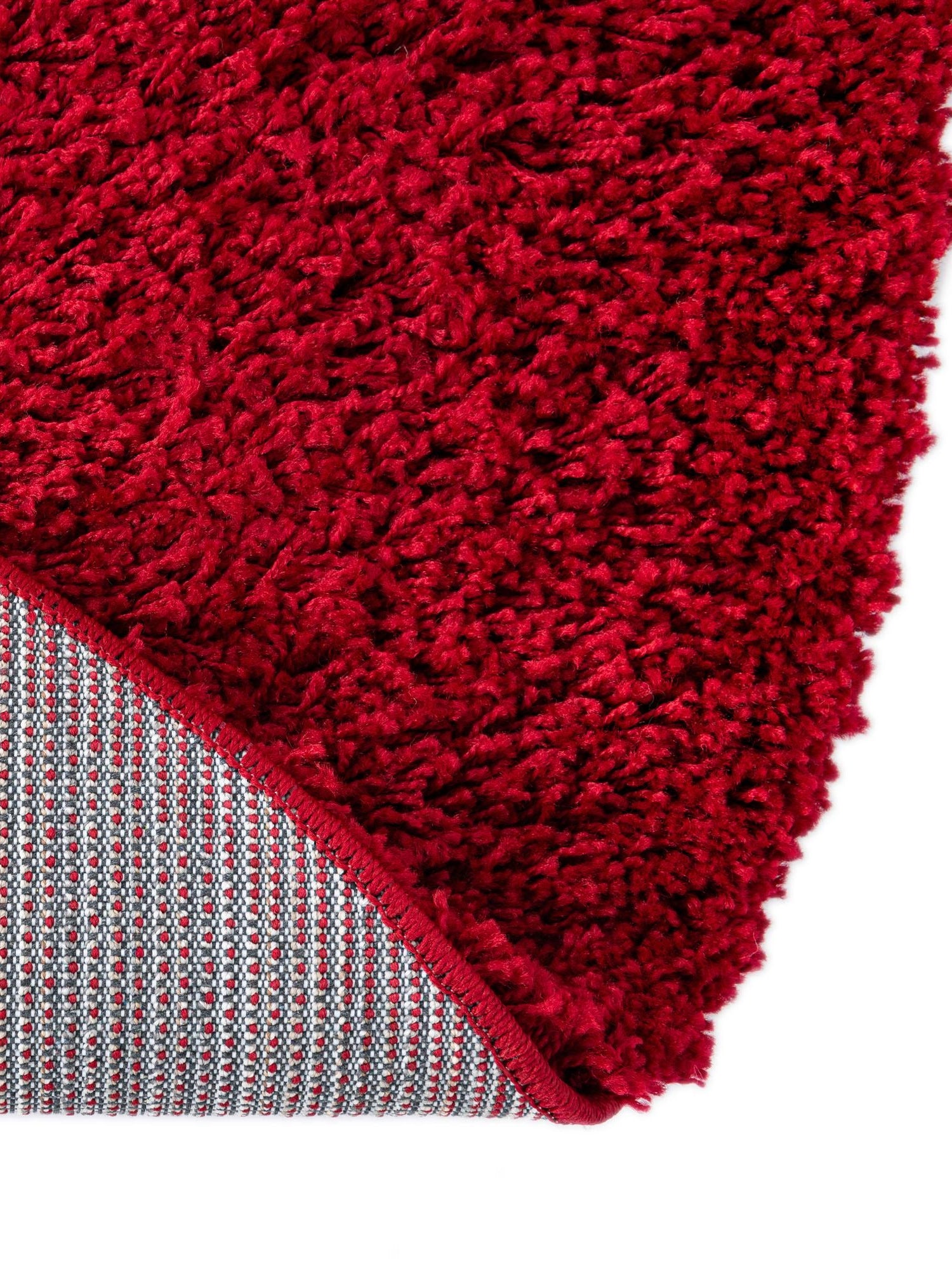Cherry Red 5' 3 x 5' 3 Solid Shag Round Area Rug Thick Soft Touch Fluffy & Plush Shaggy Pile