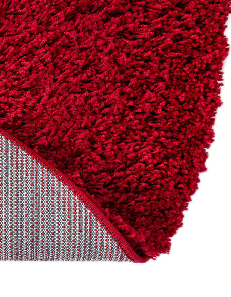 Cherry Red 5' 3 x 5' 3 Solid Shag Round Area Rug Thick Soft Touch Fluffy & Plush Shaggy Pile