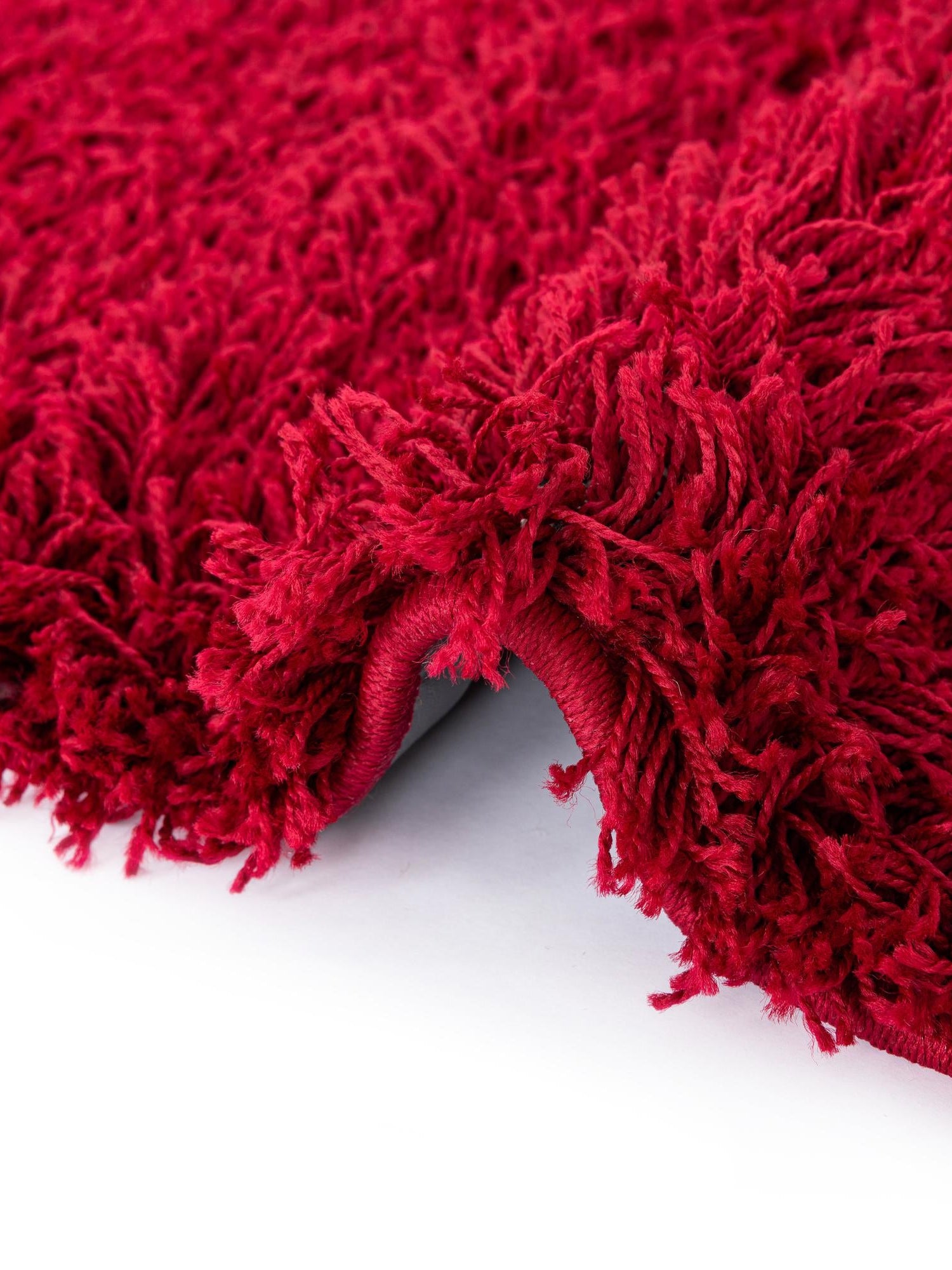 Cherry Red 5' 3 x 5' 3 Solid Shag Round Area Rug Thick Soft Touch Fluffy & Plush Shaggy Pile
