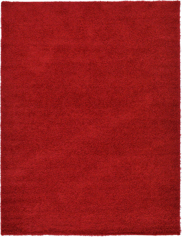 Cherry Red 9' x 12' Solid Shag Rectangle Area Rug Thick Soft Touch Fluffy & Plush Shaggy Pile