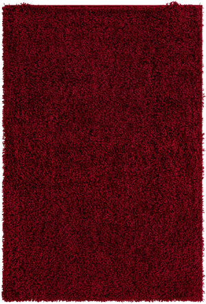 Cherry Red 4' 1 x 6' 1 Solid Shag Rectangle Area Rug Thick Soft Touch Fluffy & Plush Shaggy Pile