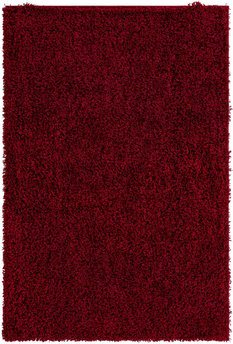 Cherry Red 4' 1 x 6' 1 Solid Shag Rectangle Area Rug Thick Soft Touch Fluffy & Plush Shaggy Pile