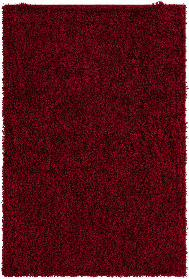 Cherry Red 4' 1 x 6' 1 Solid Shag Rectangle Area Rug Thick Soft Touch Fluffy & Plush Shaggy Pile