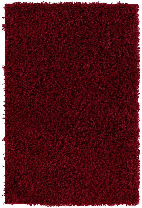 Cherry Red 2' x 3' 1 Solid Shag Rectangle Area Rug Thick Soft Touch Fluffy & Plush Shaggy Pile