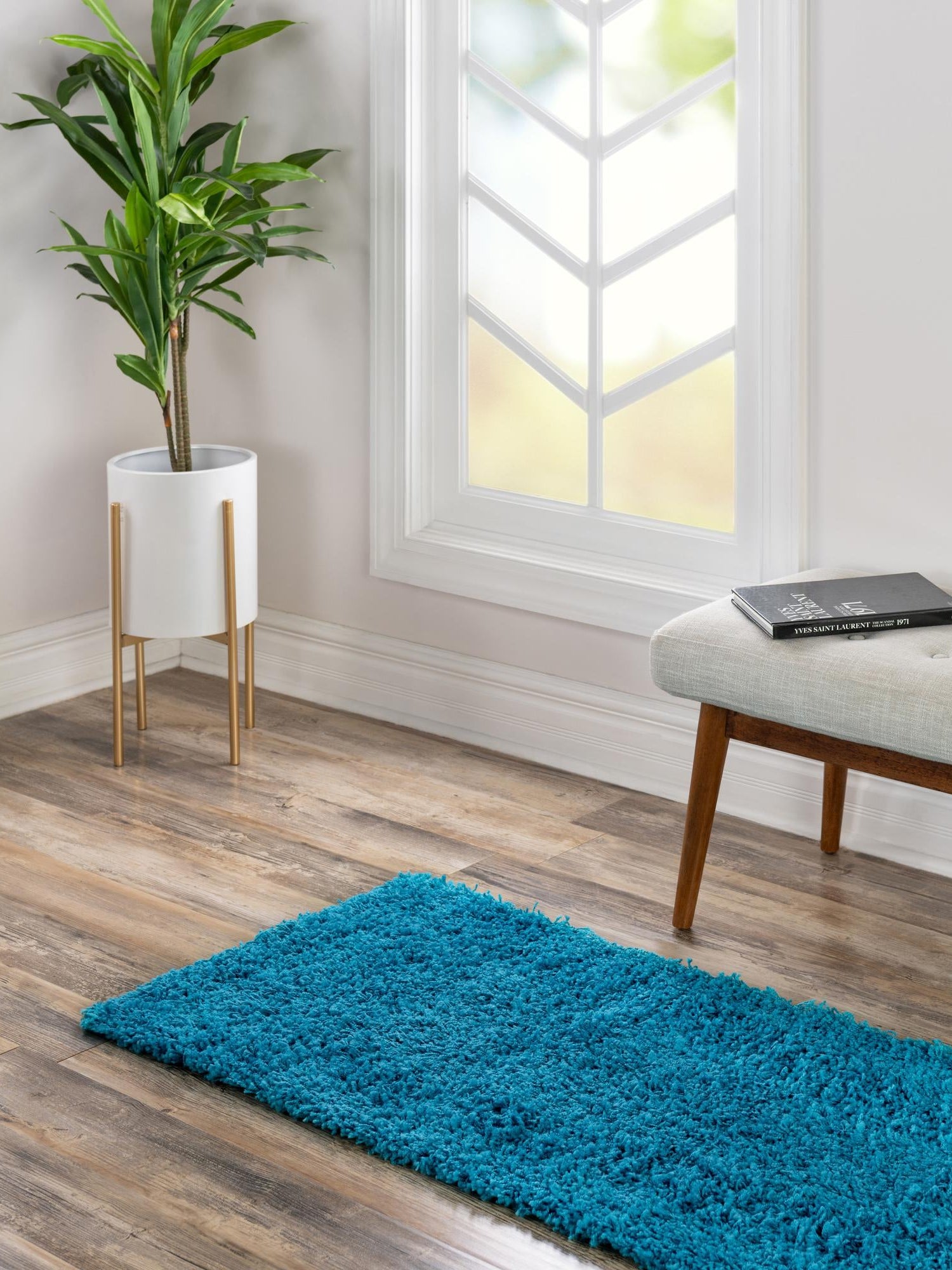 Turquoise 2' 7 x 13' 1 Solid Shag Runner Area Rug Thick Soft Touch Fluffy & Plush Shaggy Pile Durable Minimalist Carpet for Classic Interior Design for Sale at Rug Engine