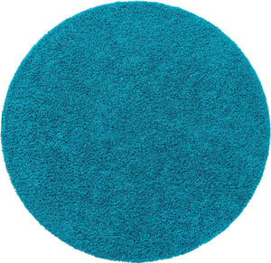 Turquoise 6' 1 x 6' 1 Solid Shag Round Area Rug Thick Soft Touch Fluffy & Plush Shaggy Pile