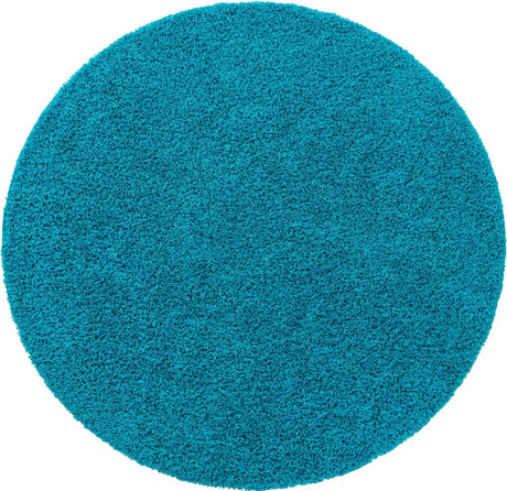 Turquoise 6' 1 x 6' 1 Solid Shag Round Area Rug Thick Soft Touch Fluffy & Plush Shaggy Pile