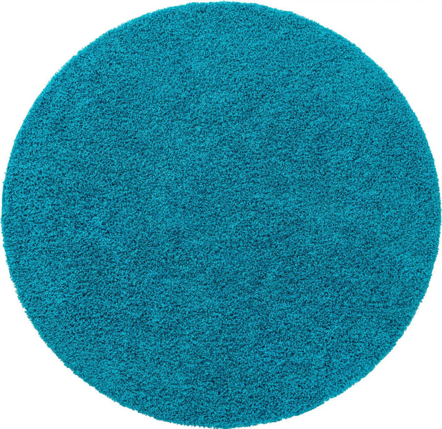 Turquoise 6' 1 x 6' 1 Solid Shag Round Area Rug Thick Soft Touch Fluffy & Plush Shaggy Pile