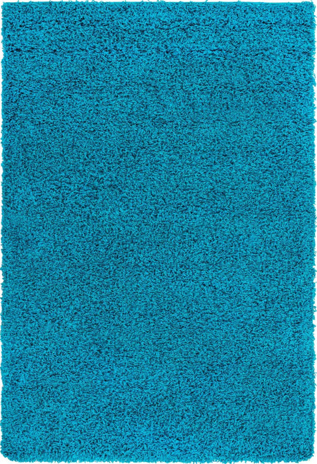 Turquoise 4' 1 x 6' 1 Solid Shag Rectangle Area Rug Thick Soft Touch Fluffy & Plush Shaggy Pile