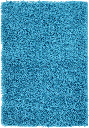 Turquoise 2' x 3' 1 Solid Shag Rectangle Area Rug Thick Soft Touch Fluffy & Plush Shaggy Pile
