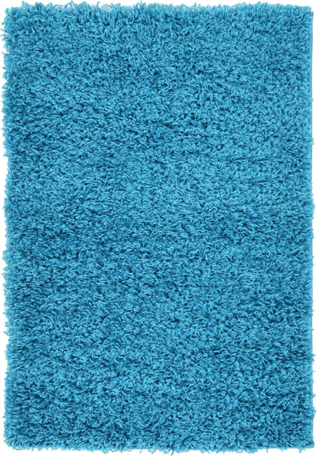 Turquoise 2' x 3' 1 Solid Shag Rectangle Area Rug Thick Soft Touch Fluffy & Plush Shaggy Pile