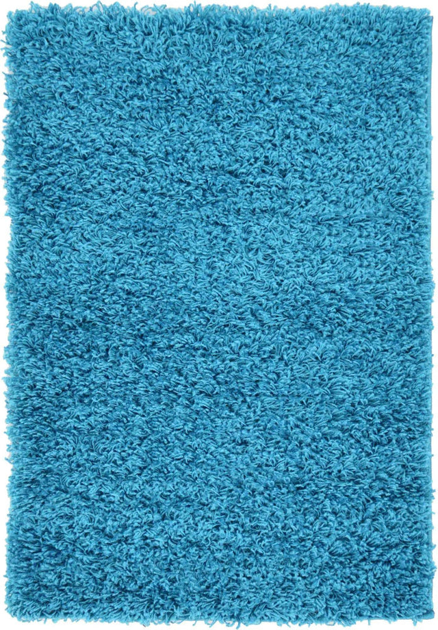 Turquoise 2' x 3' 1 Solid Shag Rectangle Area Rug Thick Soft Touch Fluffy & Plush Shaggy Pile