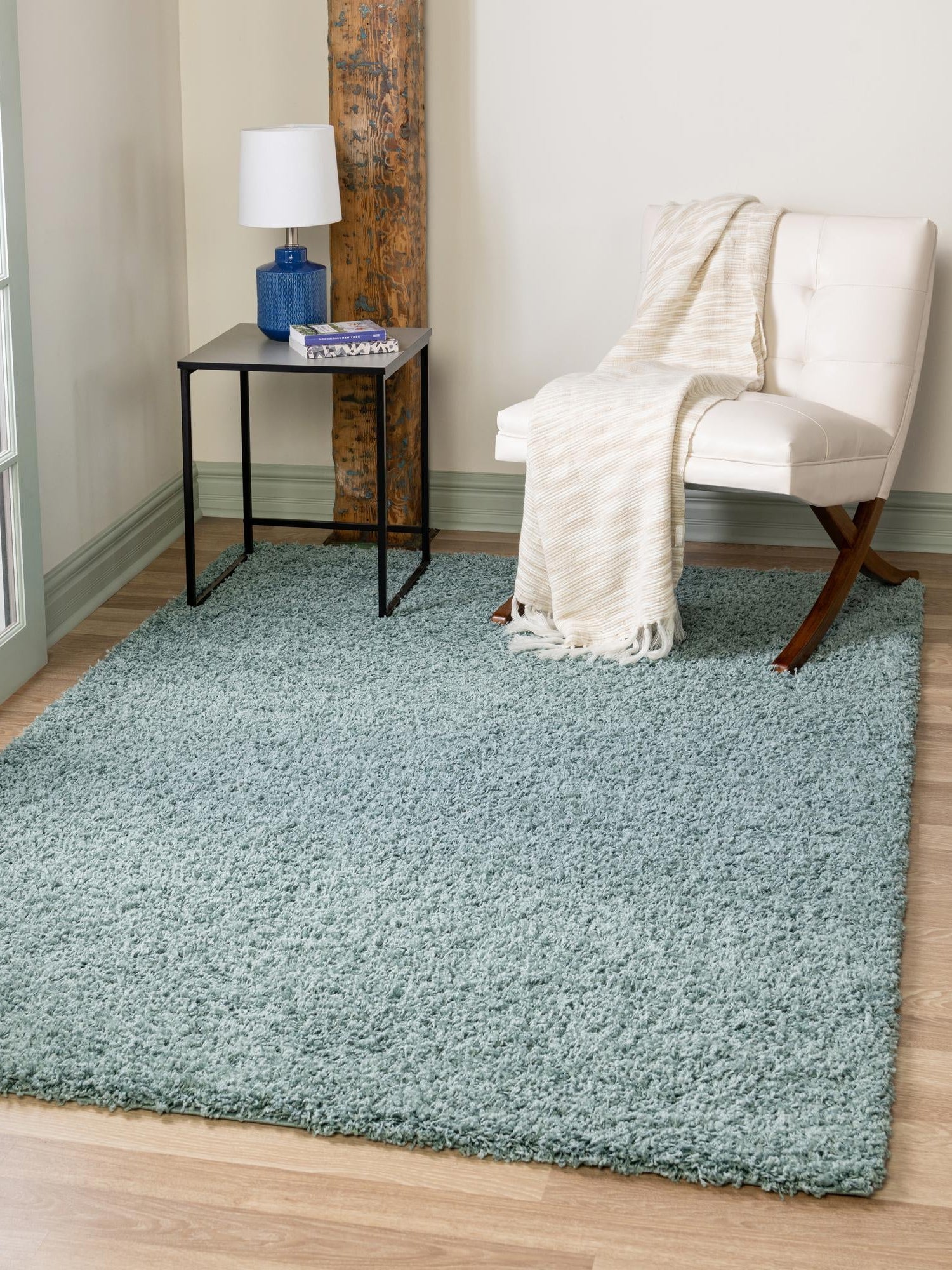 Light Slate Blue 1' x 1' Solid Shag Sample Area Rug Thick Soft Touch Fluffy & Plush Shaggy Pile Durable Minimalist Carpet for Classic Interior Design for Sale at Rug Engine