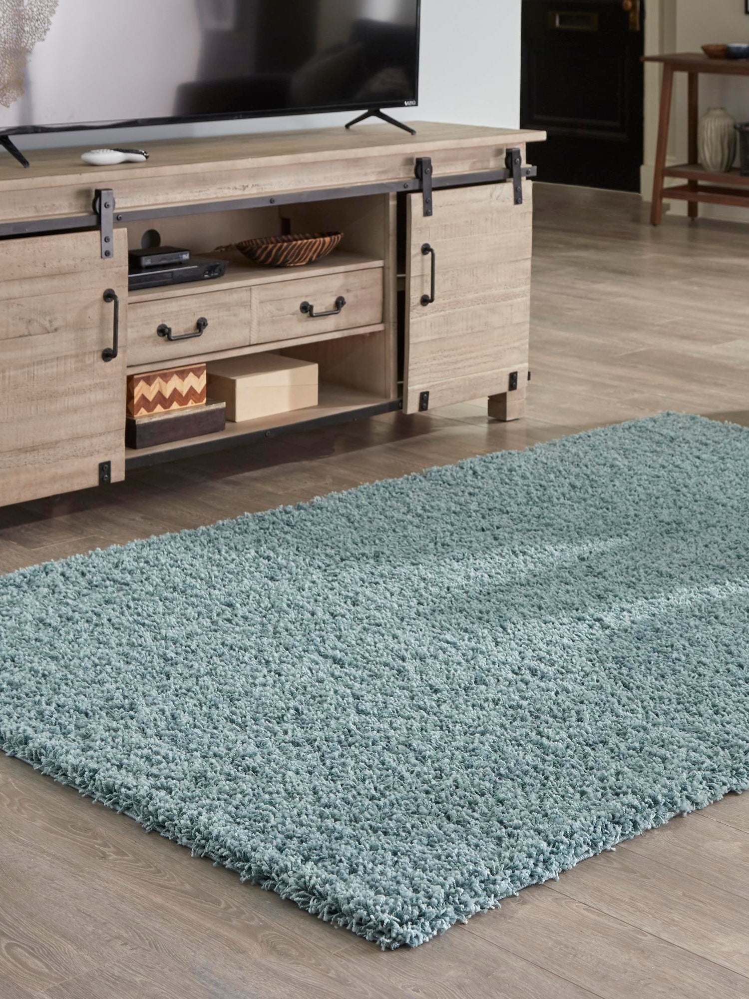 Light Slate Blue 4' 1 x 6' 1 Solid Shag Rectangle Area Rug Thick Soft Touch Fluffy & Plush Shaggy Pile