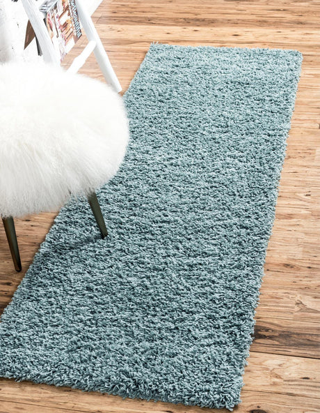 Light Slate Blue 3' x 10' Solid Shag Runner Rug