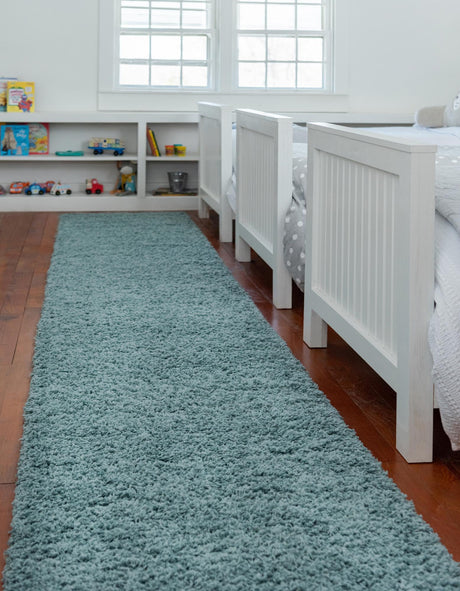 Light Slate Blue 2' 7 x 13' 1 Solid Shag Runner Area Rug Thick Soft Touch Fluffy & Plush Shaggy Pile Durable Minimalist Carpet for Classic Interior Design for Sale at Rug Engine