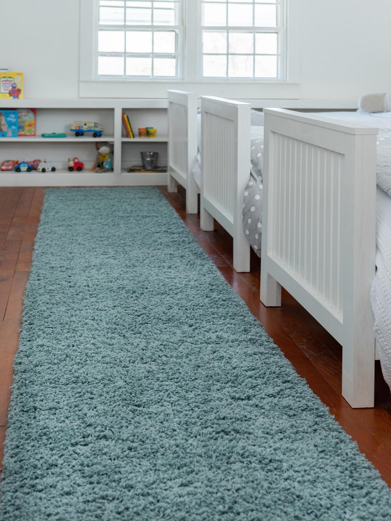 Light Slate Blue 2' 7 x 16' 5 Solid Shag Runner Area Rug Thick Soft Touch Fluffy & Plush Shaggy Pile Durable Minimalist Carpet for Classic Interior Design for Sale at Rug Engine