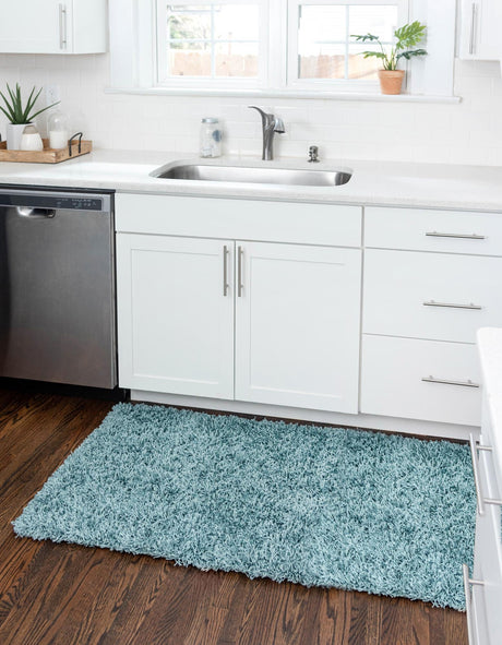 Light Slate Blue 2' 7 x 19' 8 Solid Shag Runner Area Rug Thick Soft Touch Fluffy & Plush Shaggy Pile Durable Minimalist Carpet for Classic Interior Design for Sale at Rug Engine