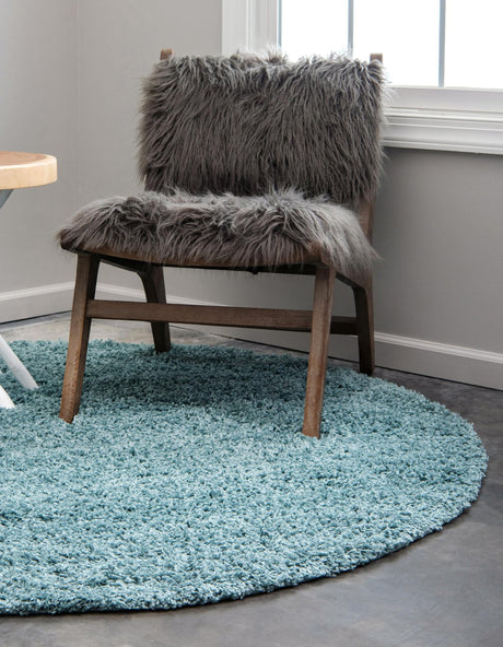 Light Slate Blue 6' 1 x 6' 1 Solid Shag Round Area Rug Thick Soft Touch Fluffy & Plush Shaggy Pile Durable Minimalist Carpet for Classic Interior Design for Sale at Rug Engine