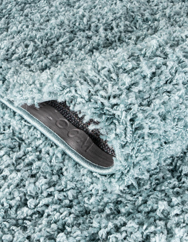 Light Slate Blue 6' 1 x 6' 1 Solid Shag Round Rug