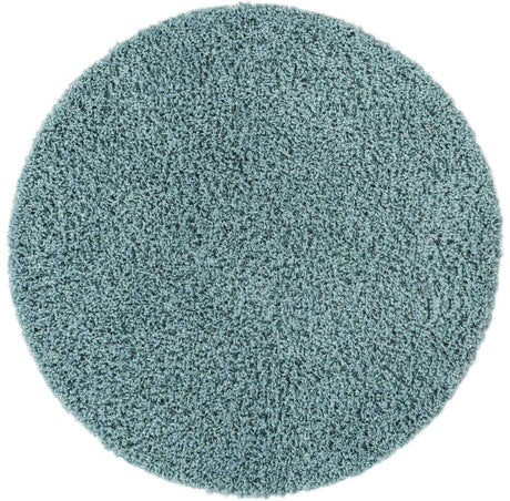 Light Slate Blue 6' 1 x 6' 1 Solid Shag Round Area Rug Thick Soft Touch Fluffy & Plush Shaggy Pile