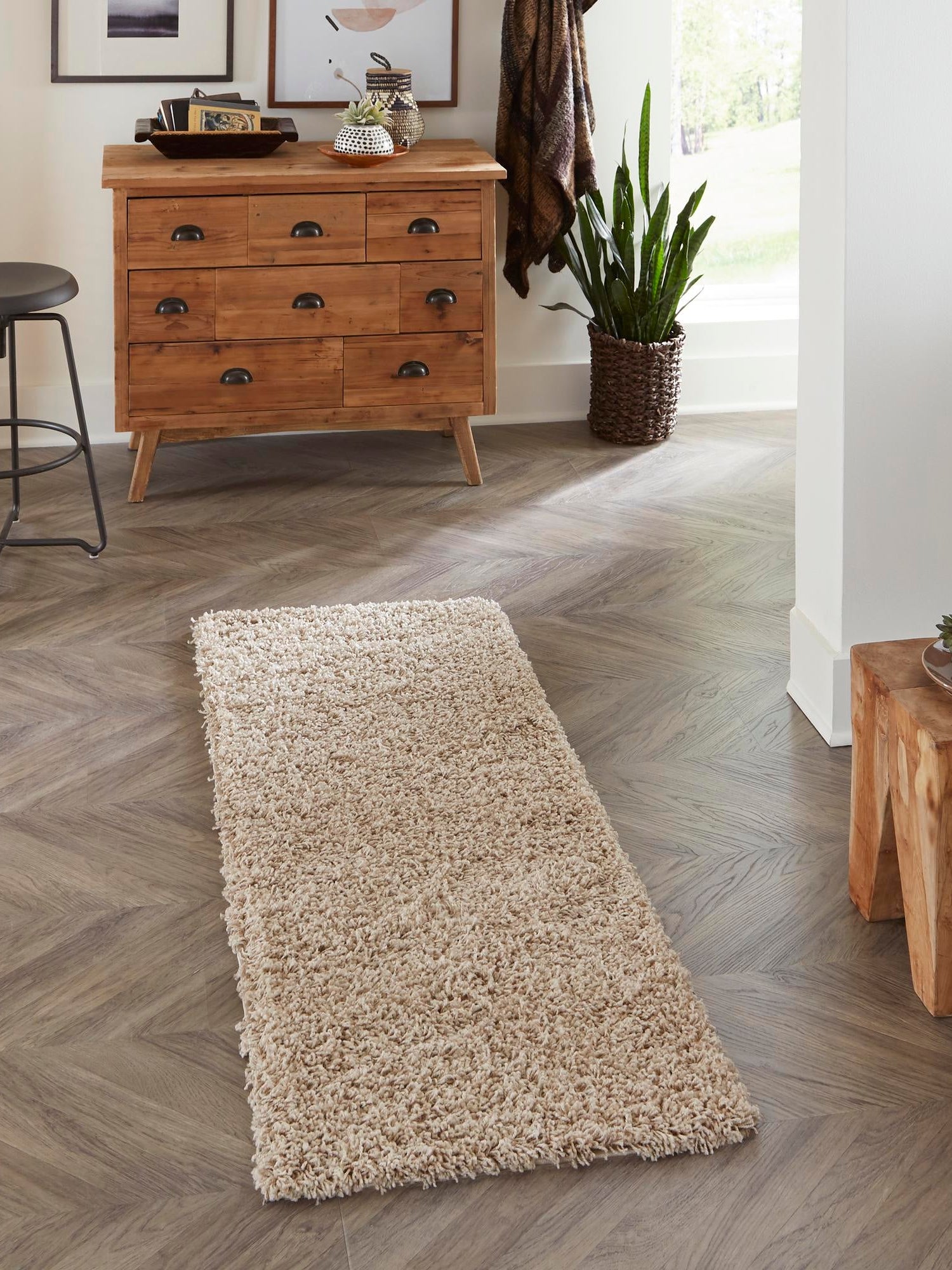 Taupe 2' 7 x 13' 1 Solid Shag Runner Area Rug Thick Soft Touch Fluffy & Plush Shaggy Pile Durable Minimalist Carpet for Classic Interior Design for Sale at Rug Engine