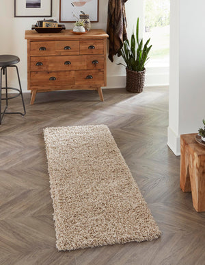 Taupe 2' 2 x 7' Solid Shag Runner Rug