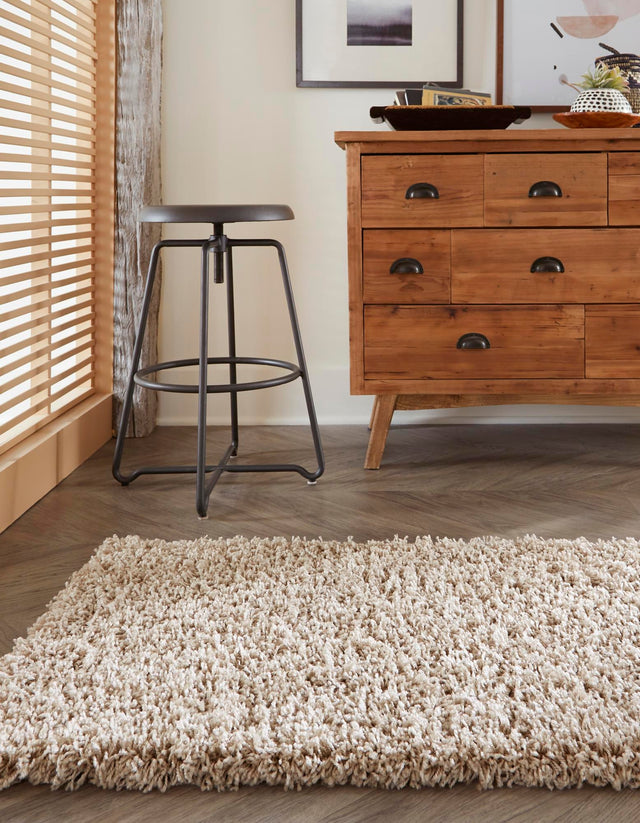 Taupe 2' 2 x 7' Solid Shag Runner Rug