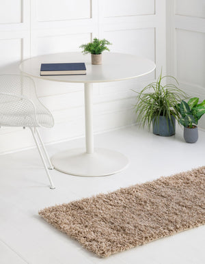 Taupe 2' 2 x 7' Solid Shag Runner Rug