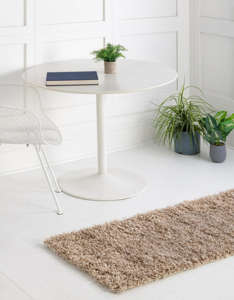 Taupe 2' x 6' 5 Solid Shag Runner Area Rug Thick Soft Touch Fluffy & Plush Shaggy Pile Discounted Clearance Final Sale Durable Minimalist Carpet for Classic Interior Design for Sale at Rug Engine
