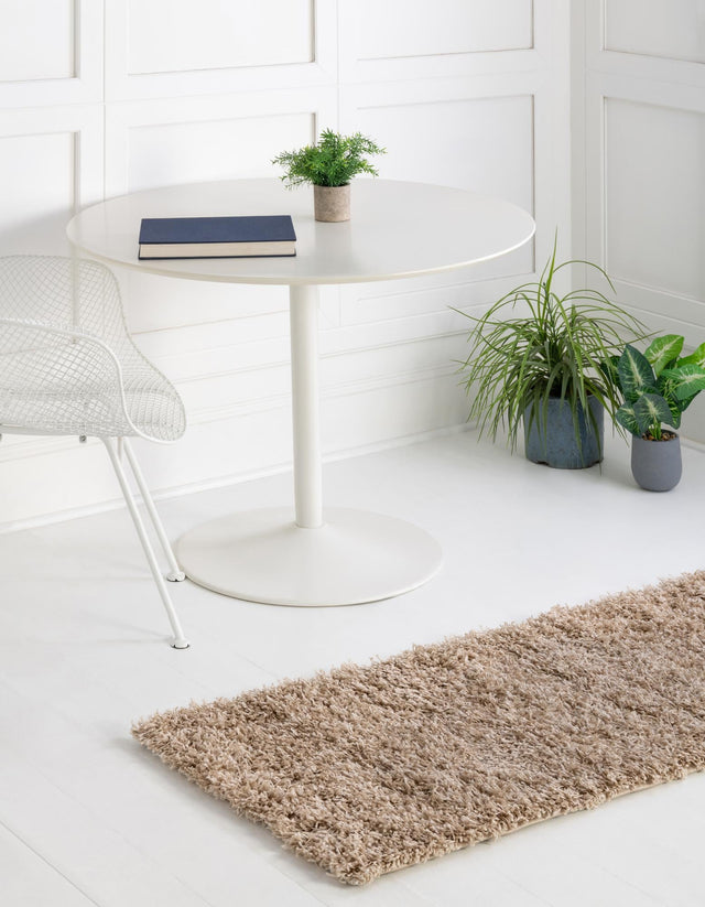 Taupe 2' 2 x 7' Solid Shag Runner Rug