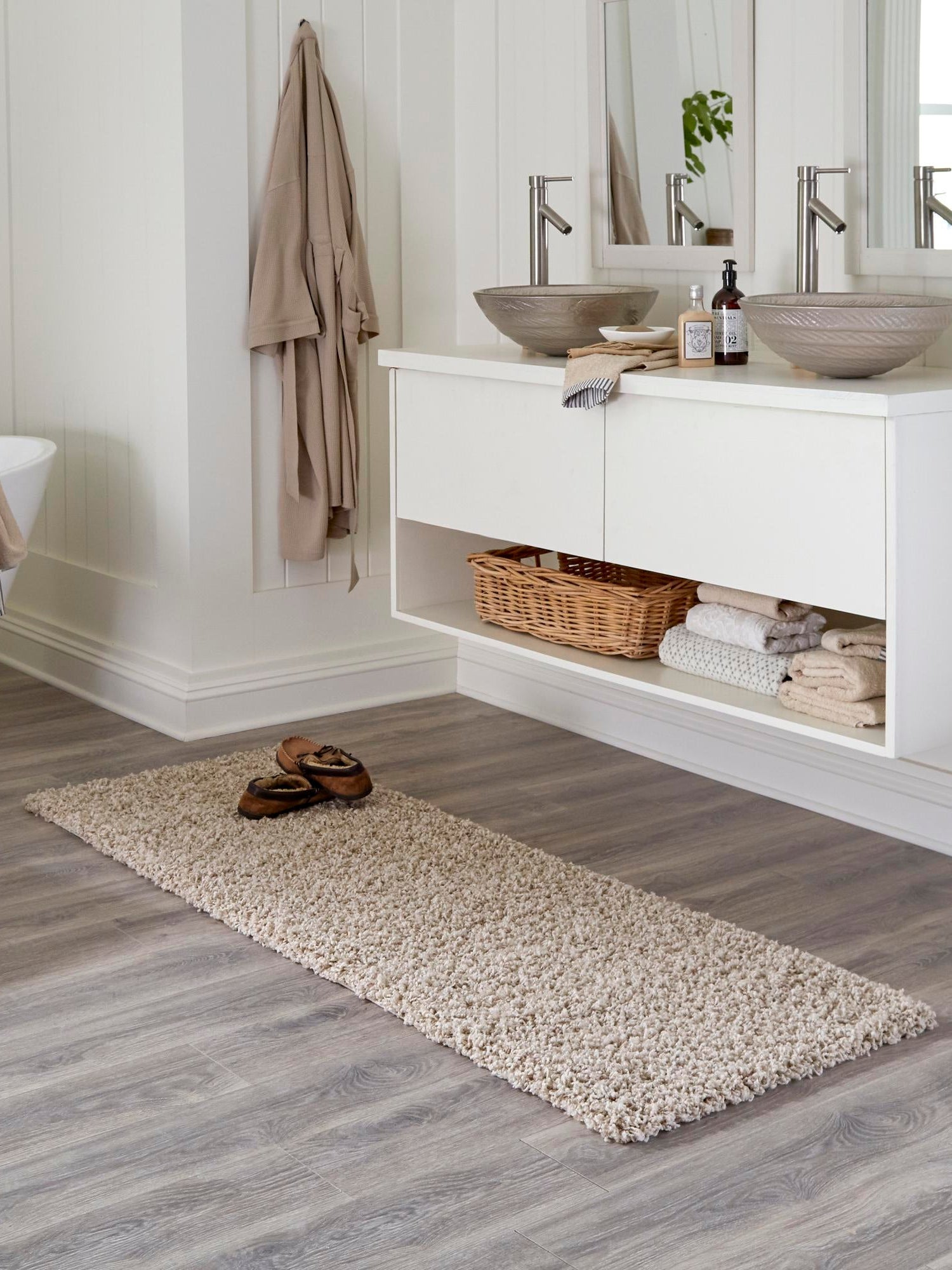 Taupe 2' 7 x 13' 1 Solid Shag Runner Area Rug Thick Soft Touch Fluffy & Plush Shaggy Pile Durable Minimalist Carpet for Classic Interior Design for Sale at Rug Engine