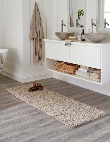 Taupe 2' x 6' 5 Solid Shag Runner Area Rug Thick Soft Touch Fluffy & Plush Shaggy Pile Discounted Clearance Final Sale Durable Minimalist Carpet for Classic Interior Design for Sale at Rug Engine