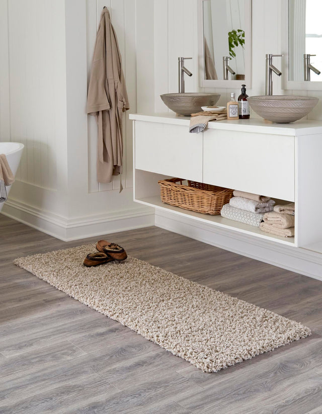 Taupe 2' 2 x 7' Solid Shag Runner Rug