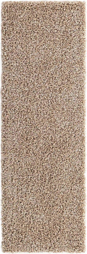 Taupe 2' 2 x 7' Solid Shag Runner Rug