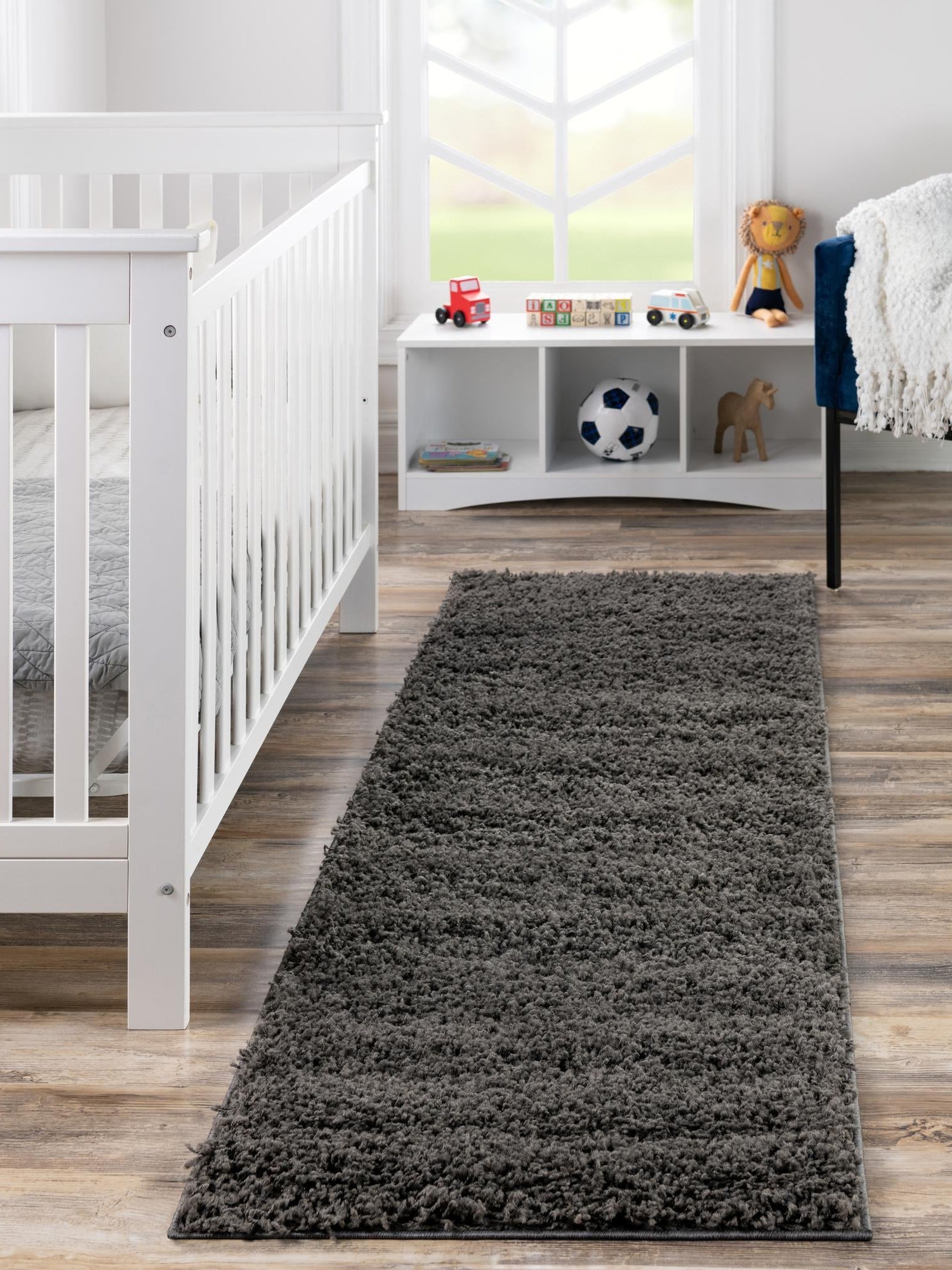 Graphite Gray 2' 7 x 19' 8 Solid Shag Runner Area Rug Thick Soft Touch Fluffy & Plush Shaggy Pile Durable Minimalist Carpet for Classic Interior Design for Sale at Rug Engine