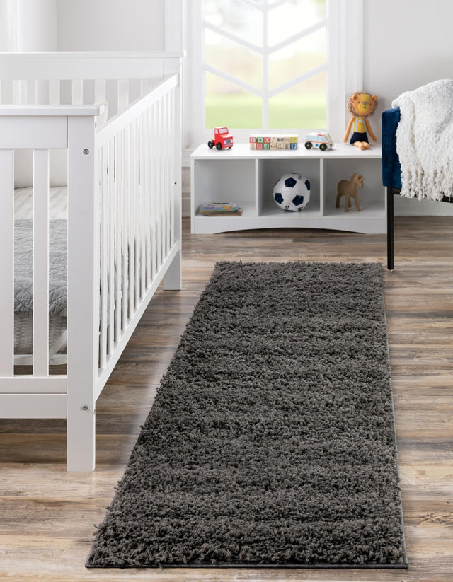 Graphite Gray 2' x 6' 5 Solid Shag Runner Rug