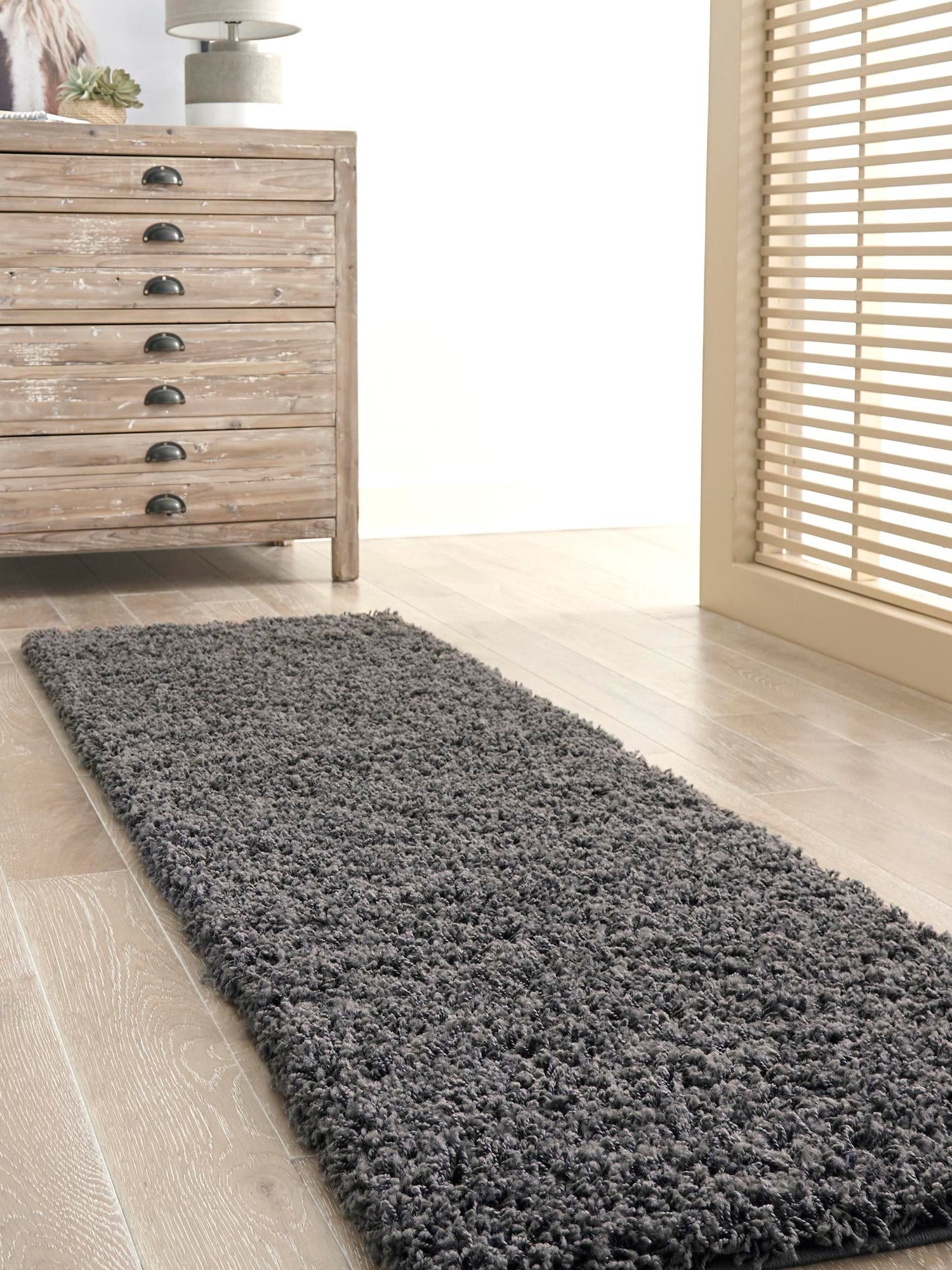 Graphite Gray 2' 7 x 19' 8 Solid Shag Runner Area Rug Thick Soft Touch Fluffy & Plush Shaggy Pile Durable Minimalist Carpet for Classic Interior Design for Sale at Rug Engine