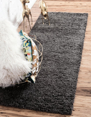 Graphite Gray 2' 7 x 19' 8 Solid Shag Runner Area Rug Thick Soft Touch Fluffy & Plush Shaggy Pile