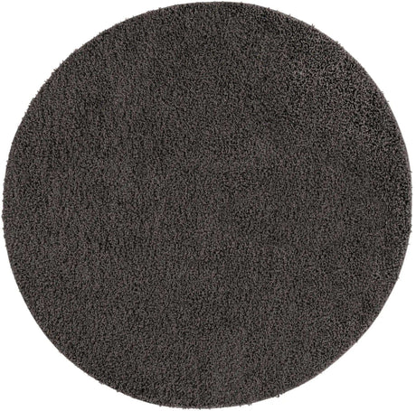 Graphite Gray 6' 1 x 6' 1 Solid Shag Round Area Rug Thick Soft Touch Fluffy & Plush Shaggy Pile