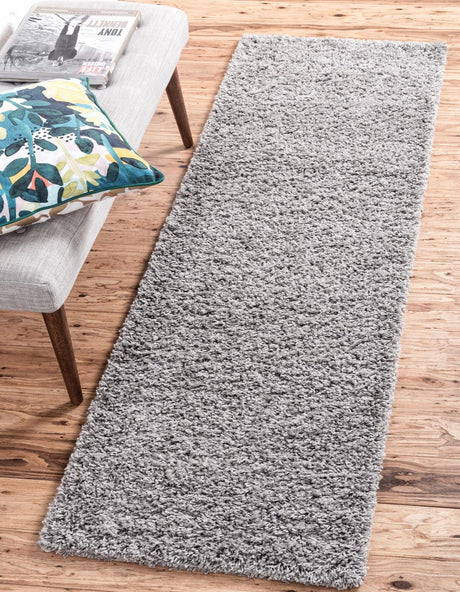 Cloud Gray 2' x 6' 5 Solid Shag Runner Rug