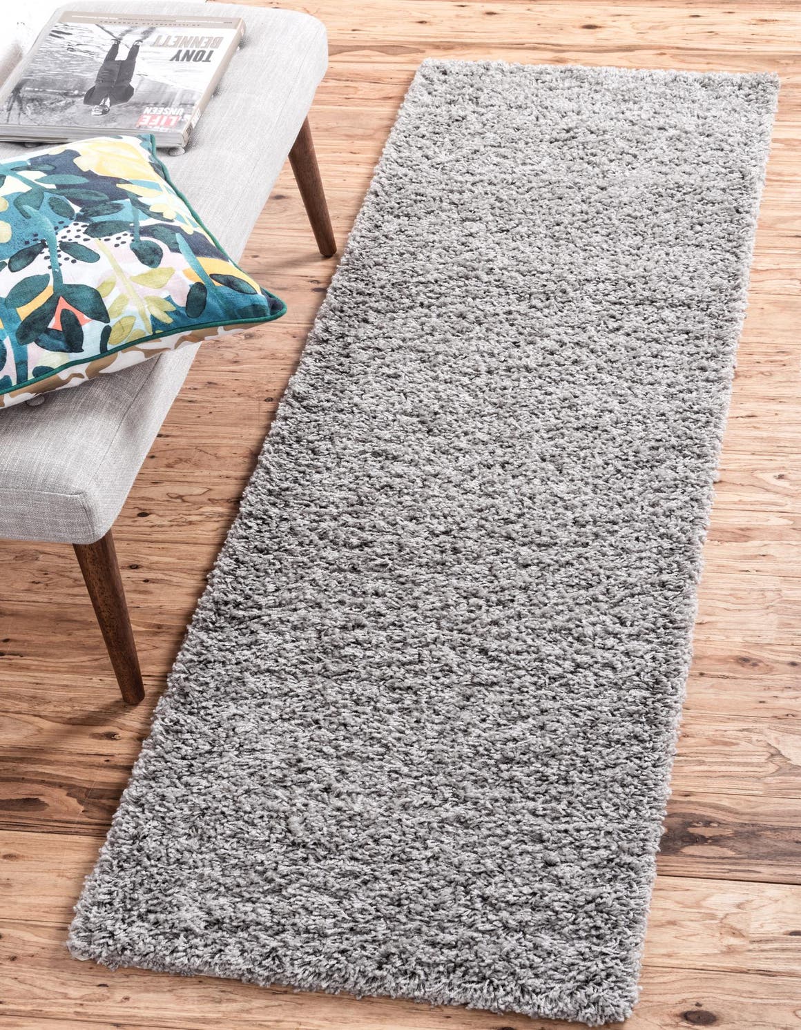 Cloud Gray 2' 7 x 13' 1 Solid Shag Runner Area Rug Thick Soft Touch Fluffy & Plush Shaggy Pile