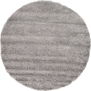 Cloud Gray 6' 1 x 6' 1 Solid Shag Round Area Rug Thick Soft Touch Fluffy & Plush Shaggy Pile