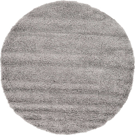 Cloud Gray 6' 1 x 6' 1 Solid Shag Round Area Rug Thick Soft Touch Fluffy & Plush Shaggy Pile