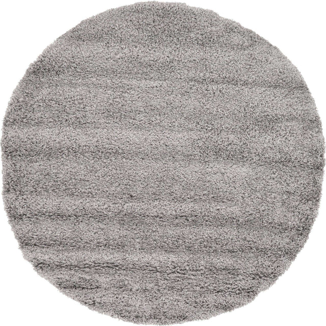 Cloud Gray 6' 1 x 6' 1 Solid Shag Round Area Rug Thick Soft Touch Fluffy & Plush Shaggy Pile