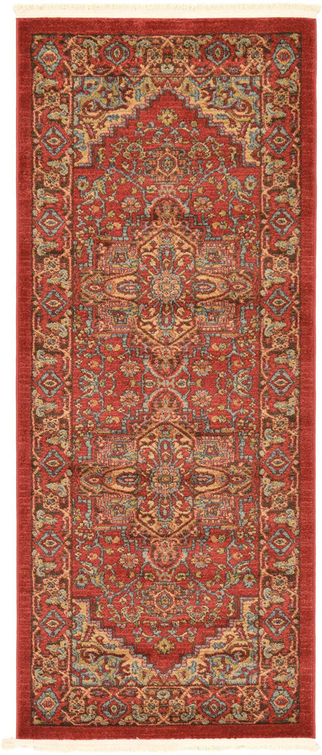 Red 2' 7 x 7' 1 Sahand Runner Area Rug Affordable Easy Clean Traditional Design Durable Carpet for Home Interior Design Living Room Dining Office for Sale at Rug Engine