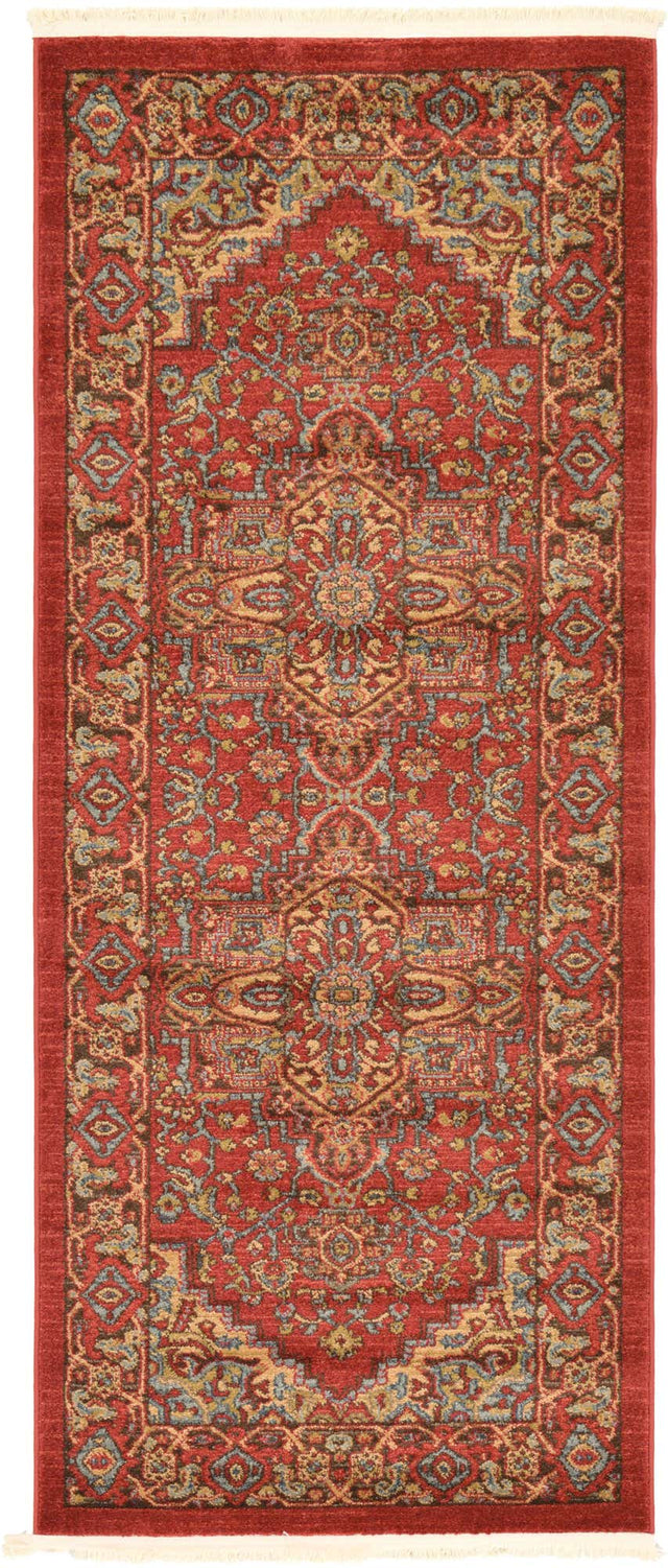 Red 2' 7 x 7' 1 Sahand Runner Area Rug Affordable Easy Clean Traditional Design Durable Carpet for Home Interior Design Living Room Dining Office for Sale at Rug Engine