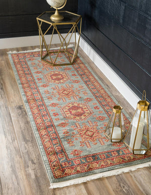 Light Blue 2' x 8' Sahand Runner Area Rug Affordable Easy Clean Traditional Design Durable Carpet for Home Interior Design Living Room Dining Office for Sale at Rug Engine
