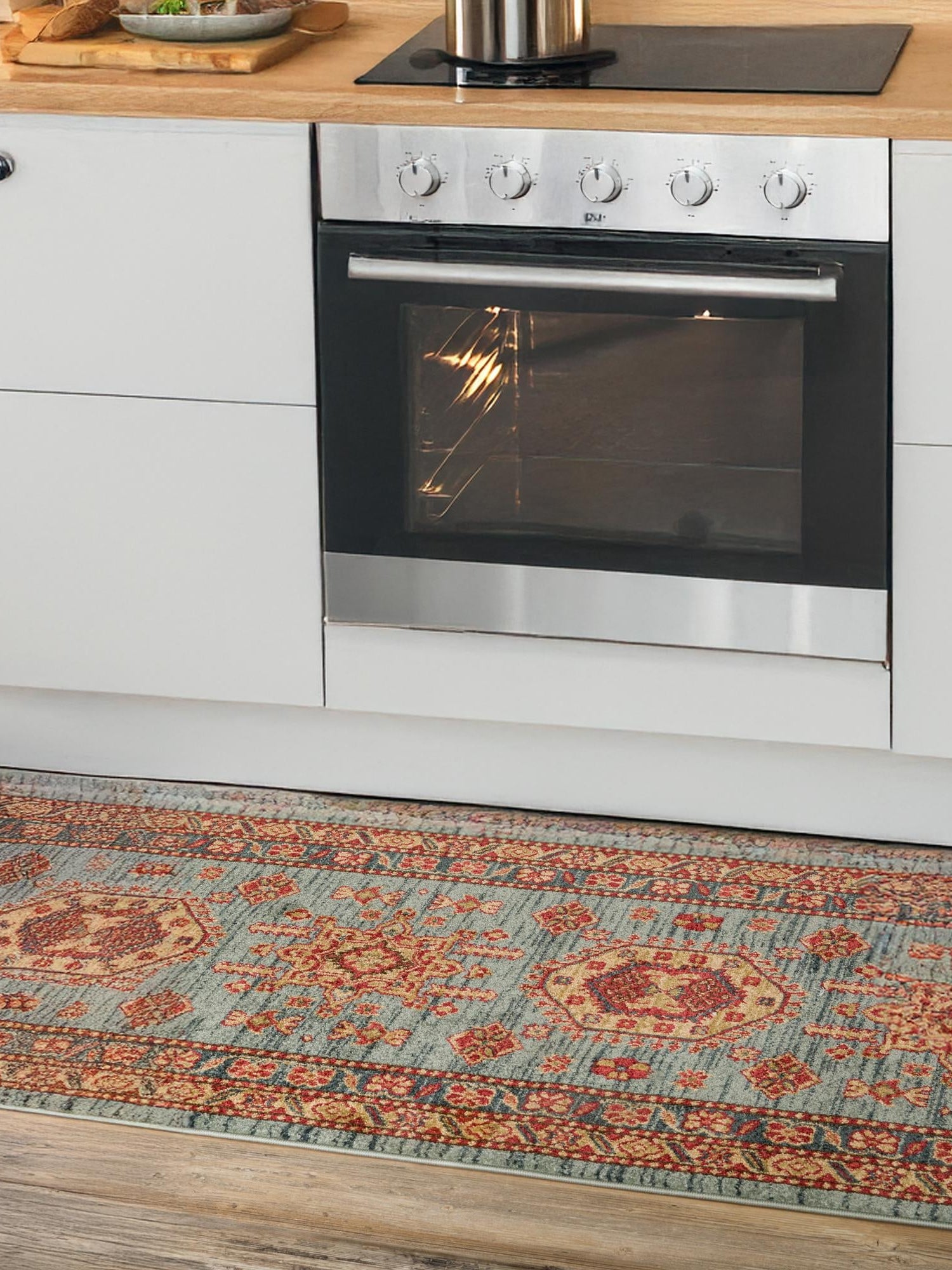 Light Blue 2' x 6' 1 Sahand Runner Area Rug Affordable Easy Clean Traditional Design Durable Carpet for Home Interior Design Living Room Dining Office for Sale at Rug Engine